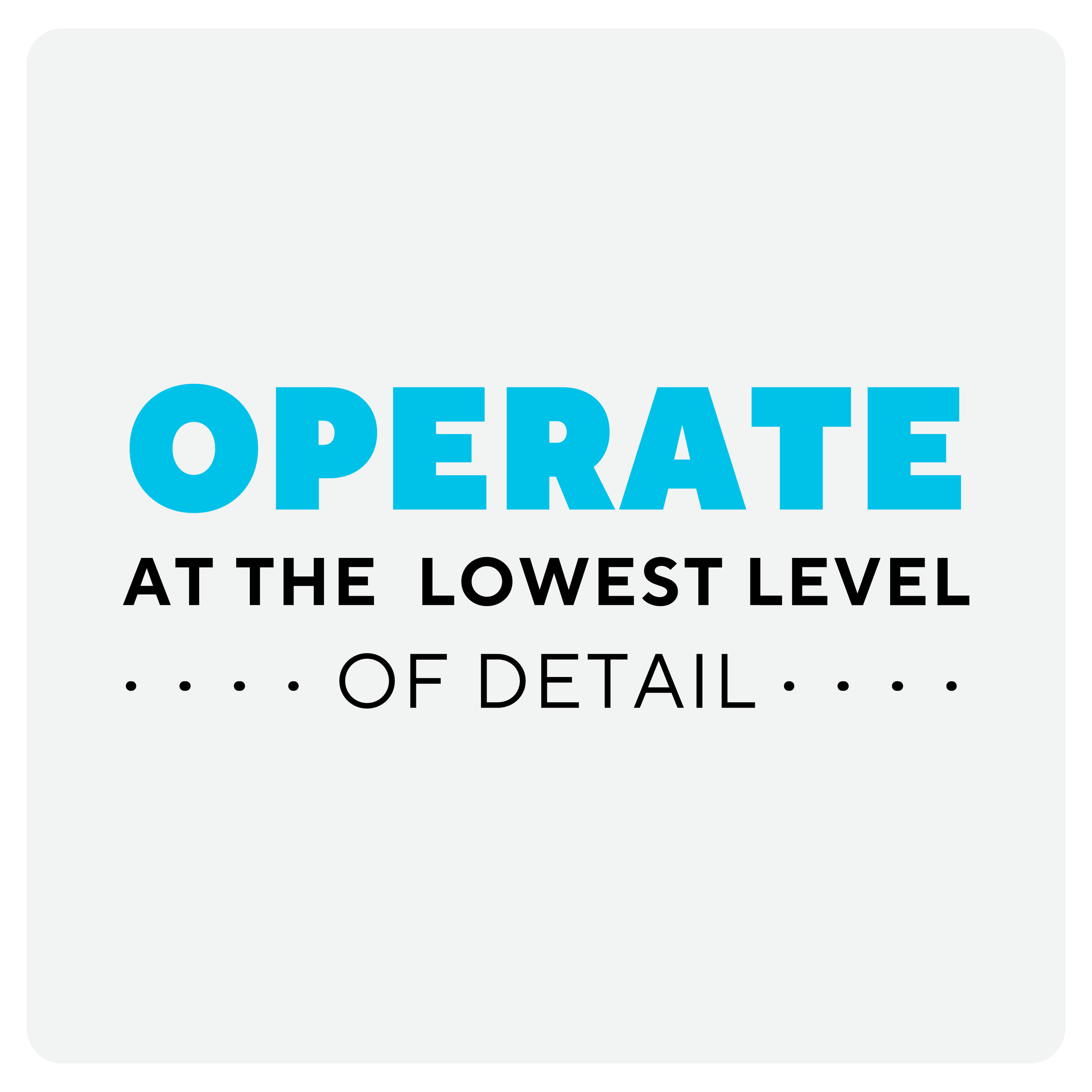 Operating Principles: Operate at the lowest level of detail