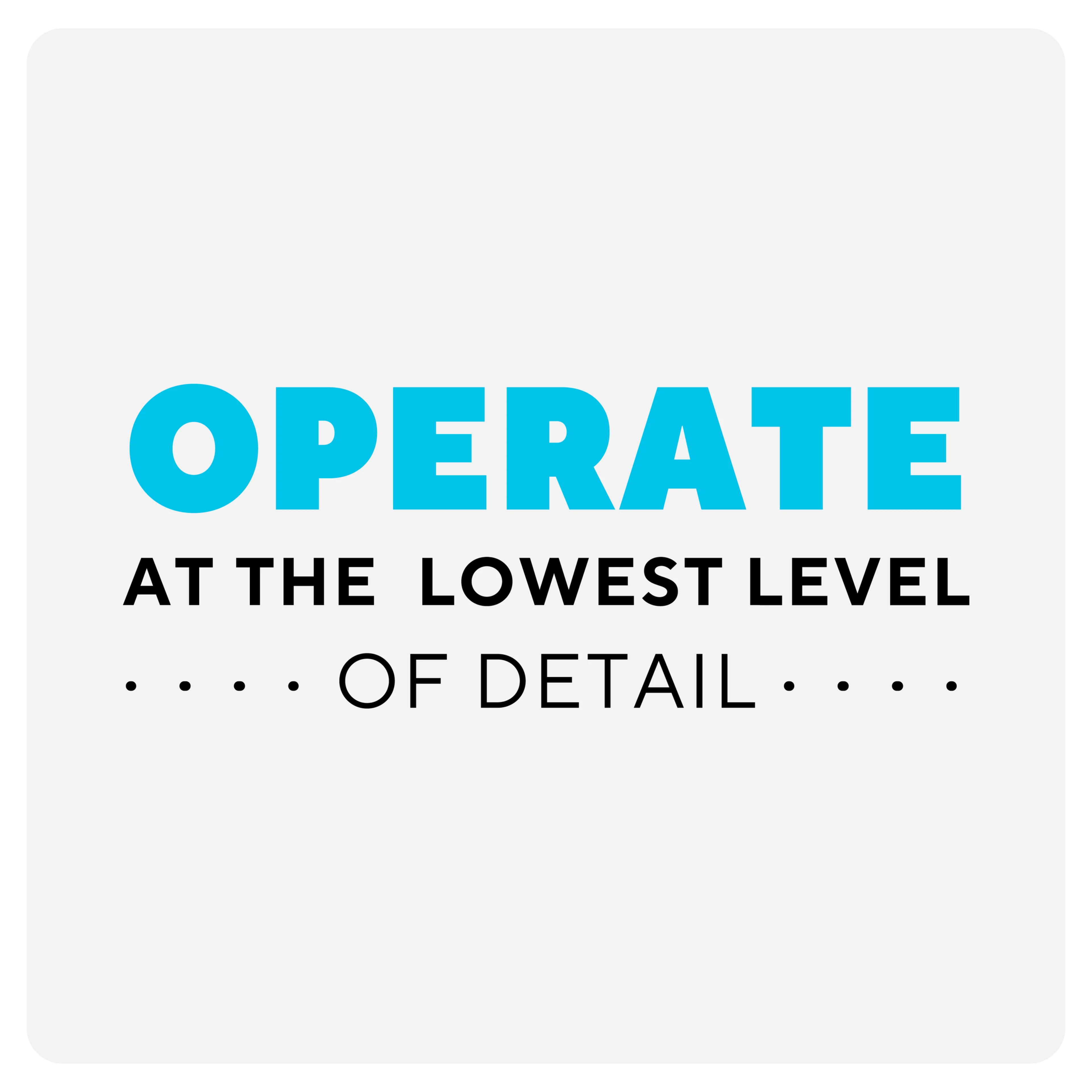 Operating Principles: Operate at the lowest level of detail