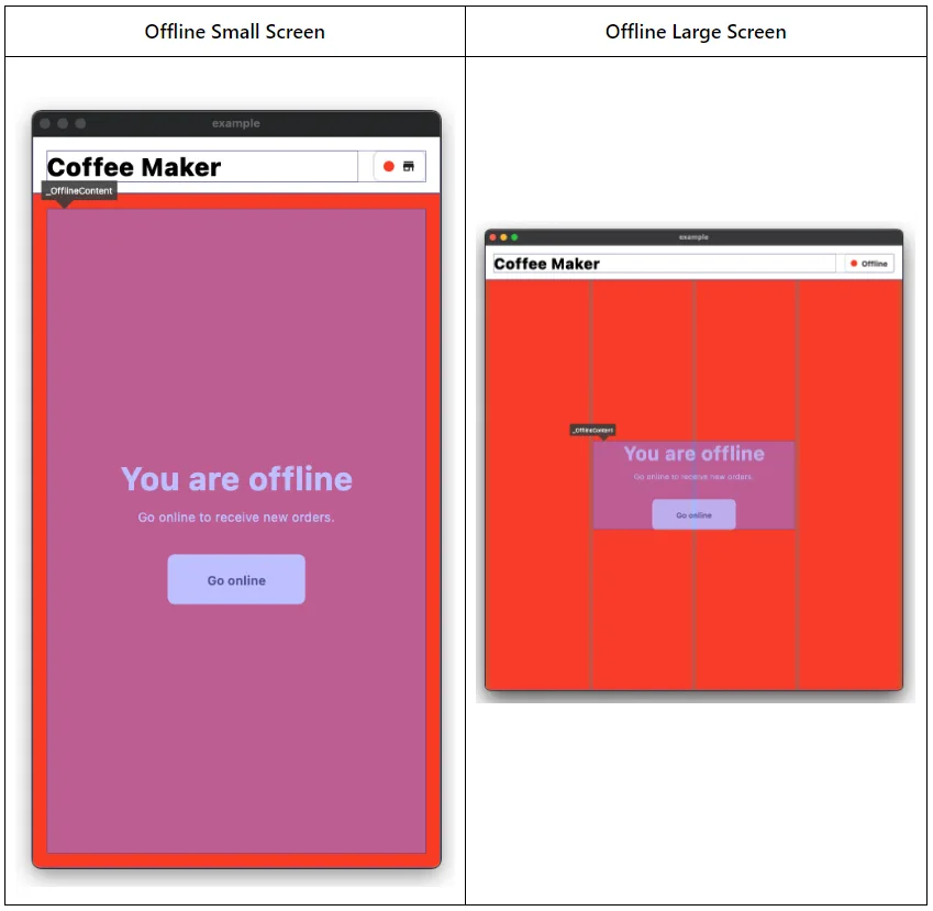 Offline Small vs Large Screen