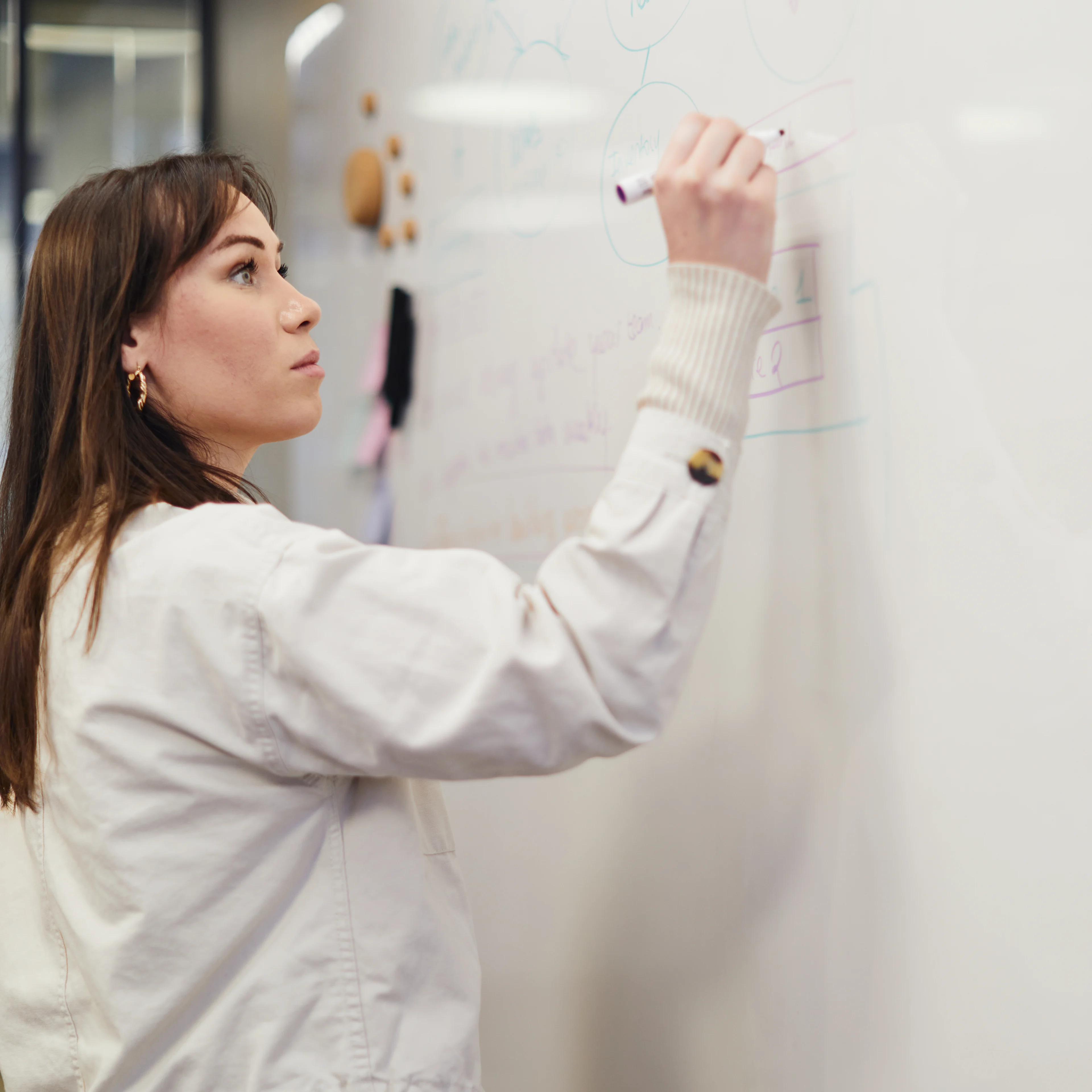 Product: whiteboard, woman