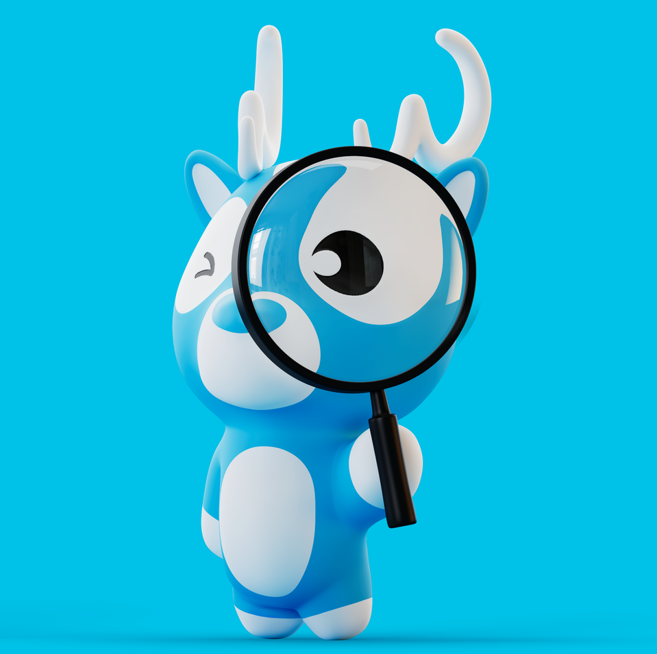 Yuho - magnifying glass, blue background