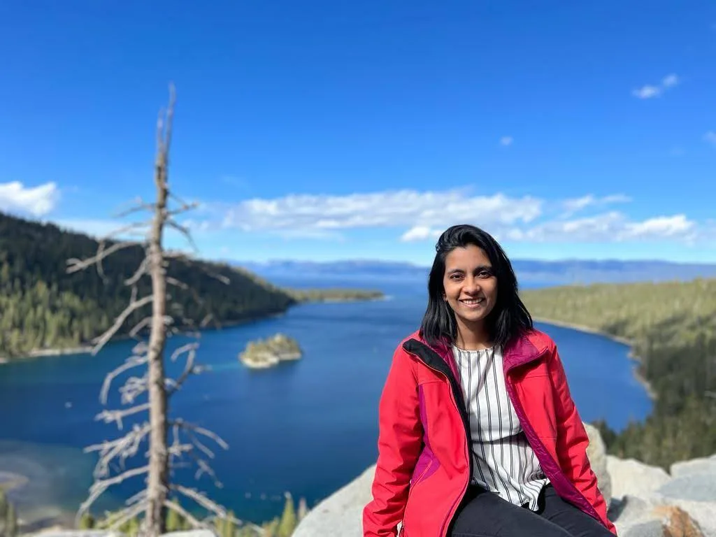 Image - Rectangle - Sowmya - Sitting on a rock overlooking views