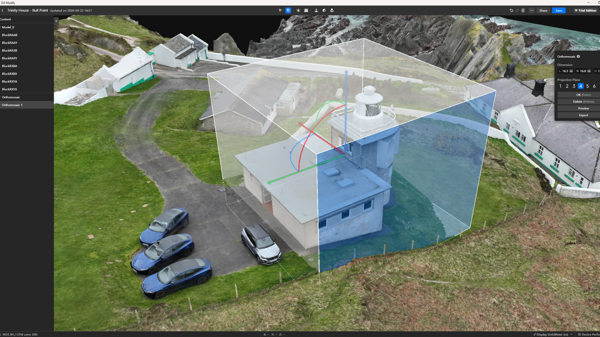 DJI Modify orthographic export: 2D outputs from 3D models