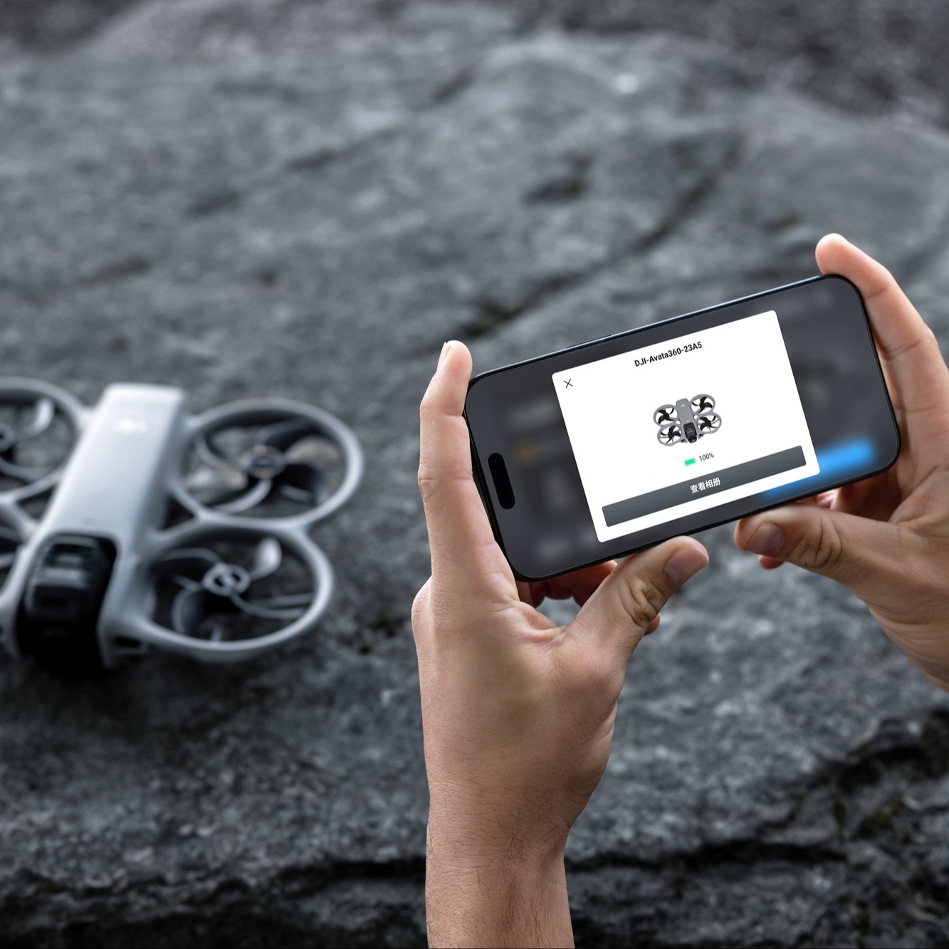 DJI Avata 360 with DJI Fly App.