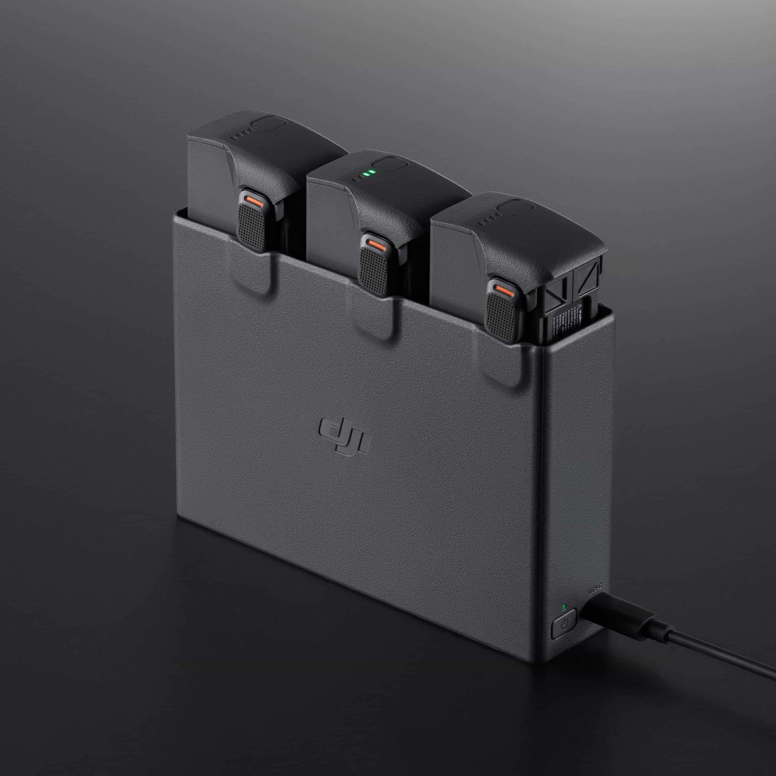 DJI Avata 2 Two-Way Charging Hub in front of a black background.