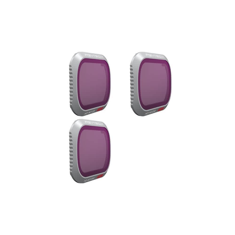 PGYTECH Filters for Mavic 2 Pro - ND128, 256, 1000 in front of a white background.