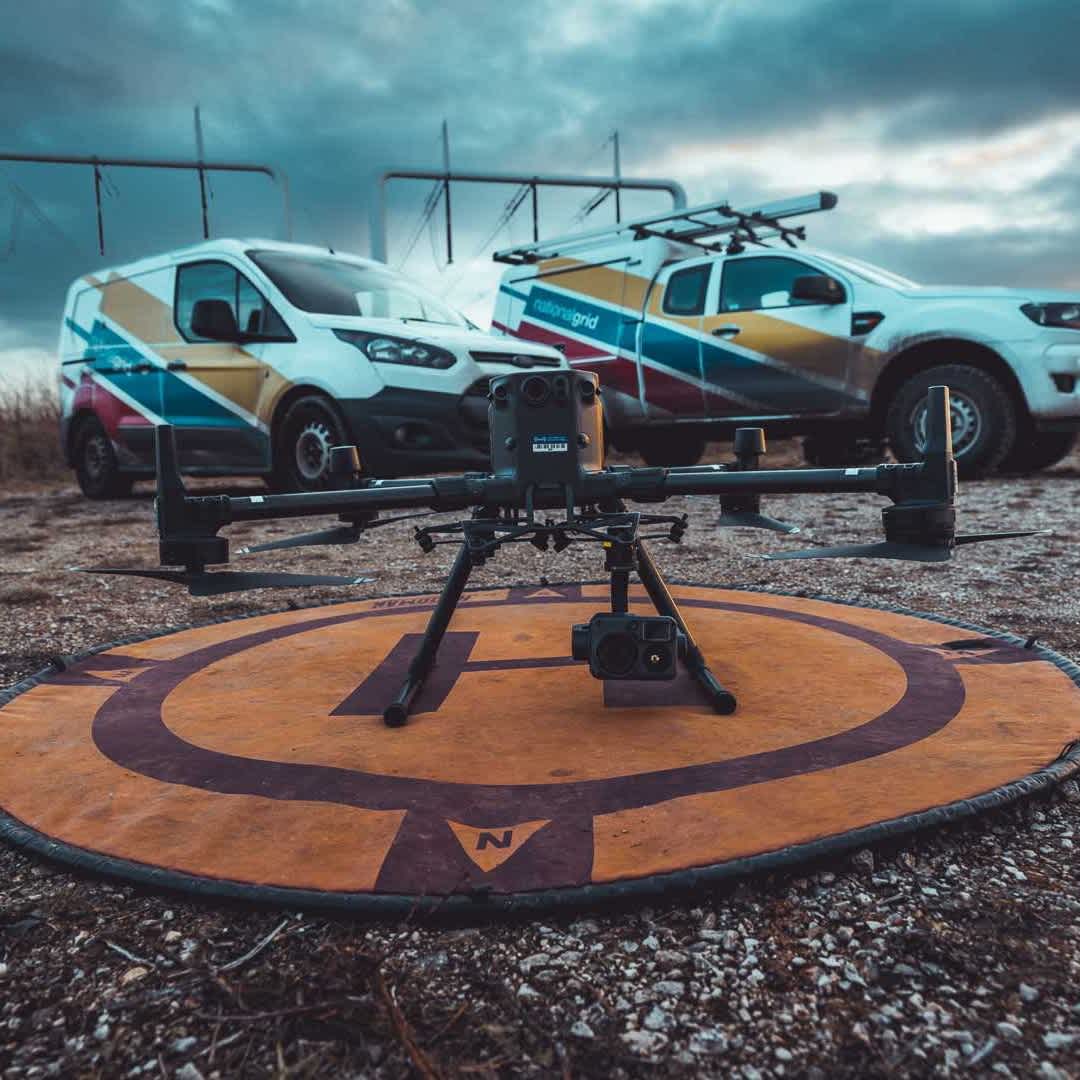 DJI M300 RTK on landing pad.