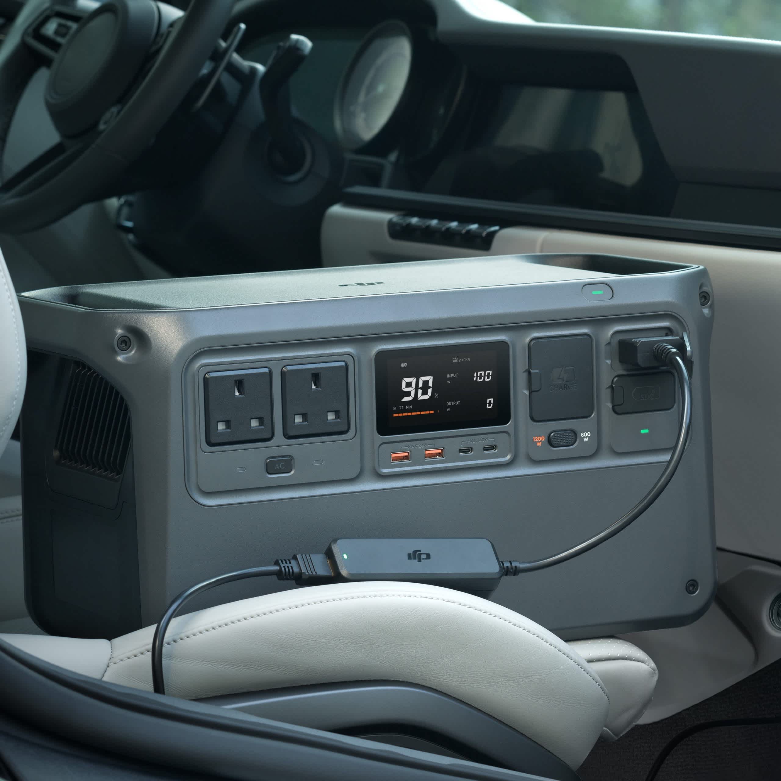 DJI Power Car Power Outlet to SDC Power Cable (12V/24V) connected to car socket.