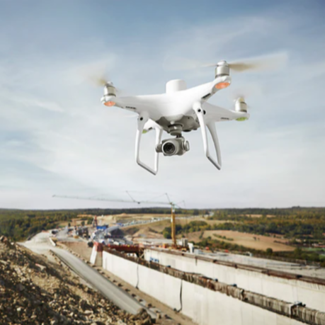 DJI Phantom 4 RTK Module in flight.