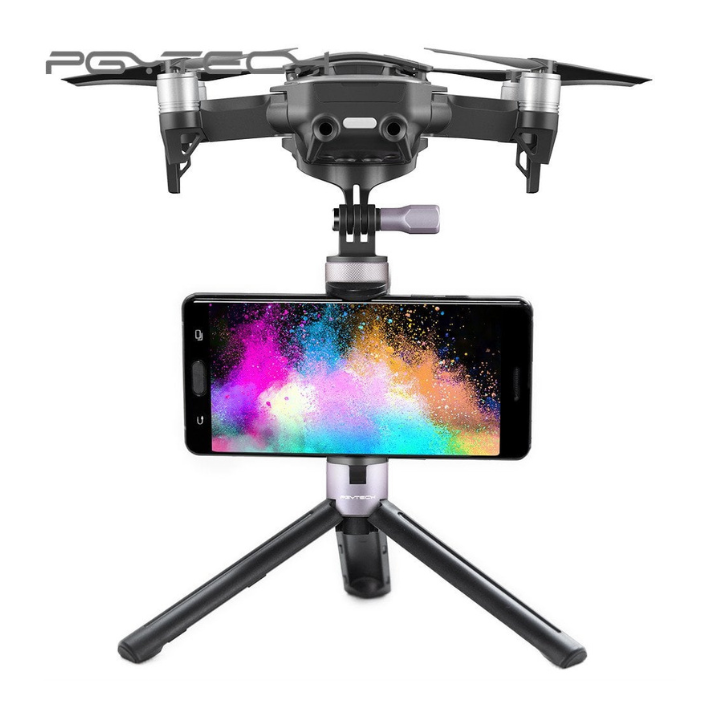 PGYTECH Handheld Mavic Air Grip and Tripod in front of a white background.