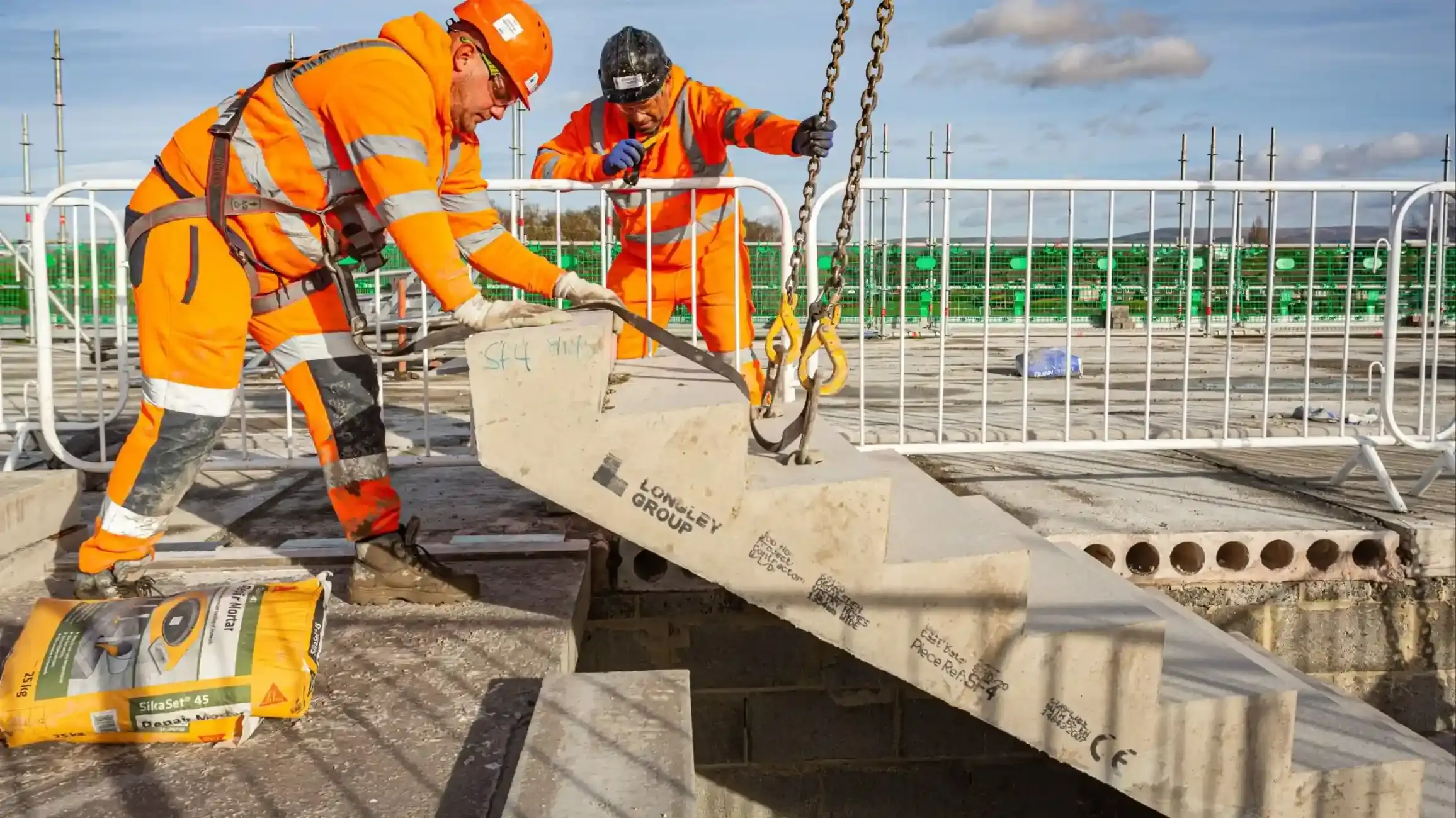 Precast staircases installation onsite
