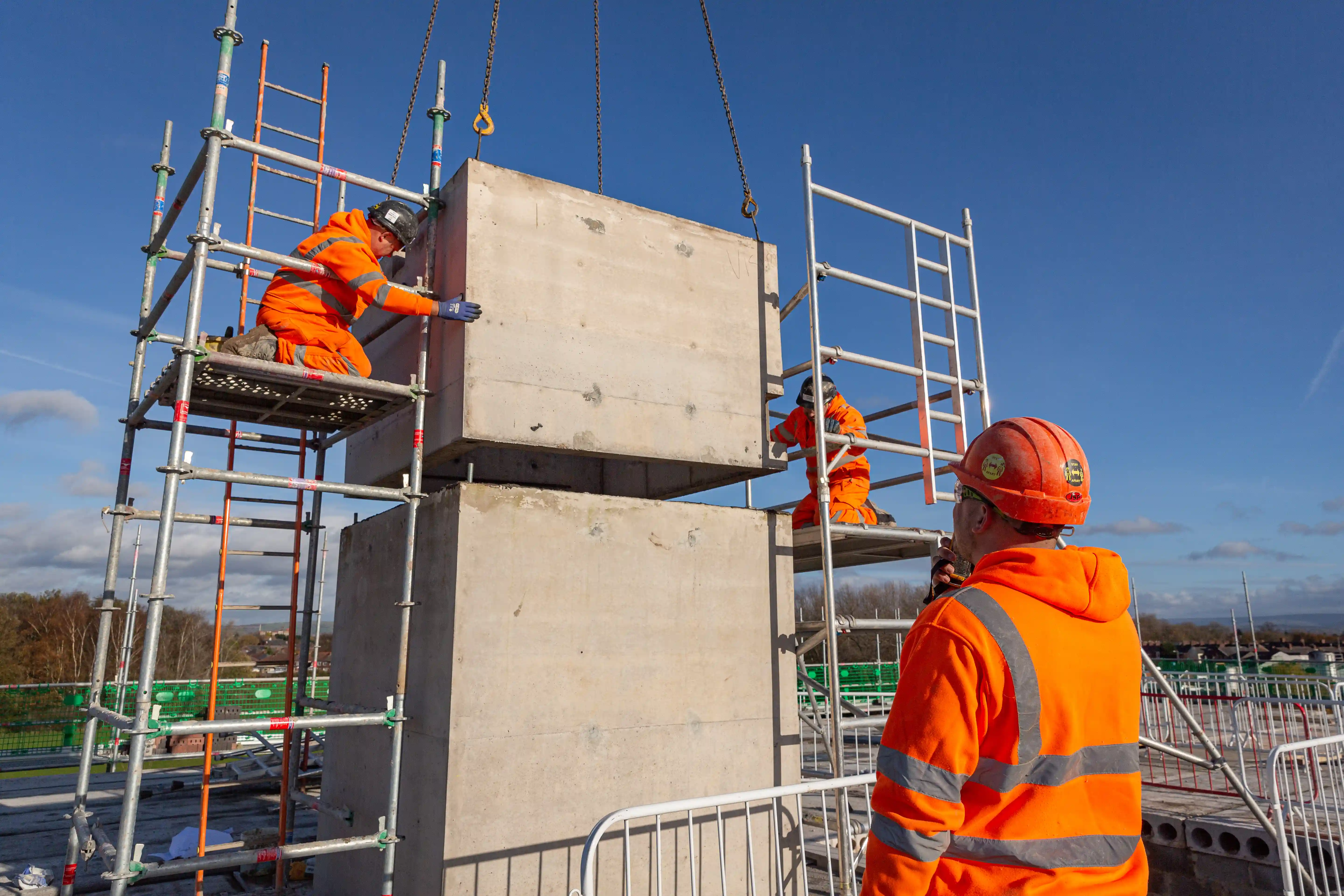 Precast lift shaft installation onsite
