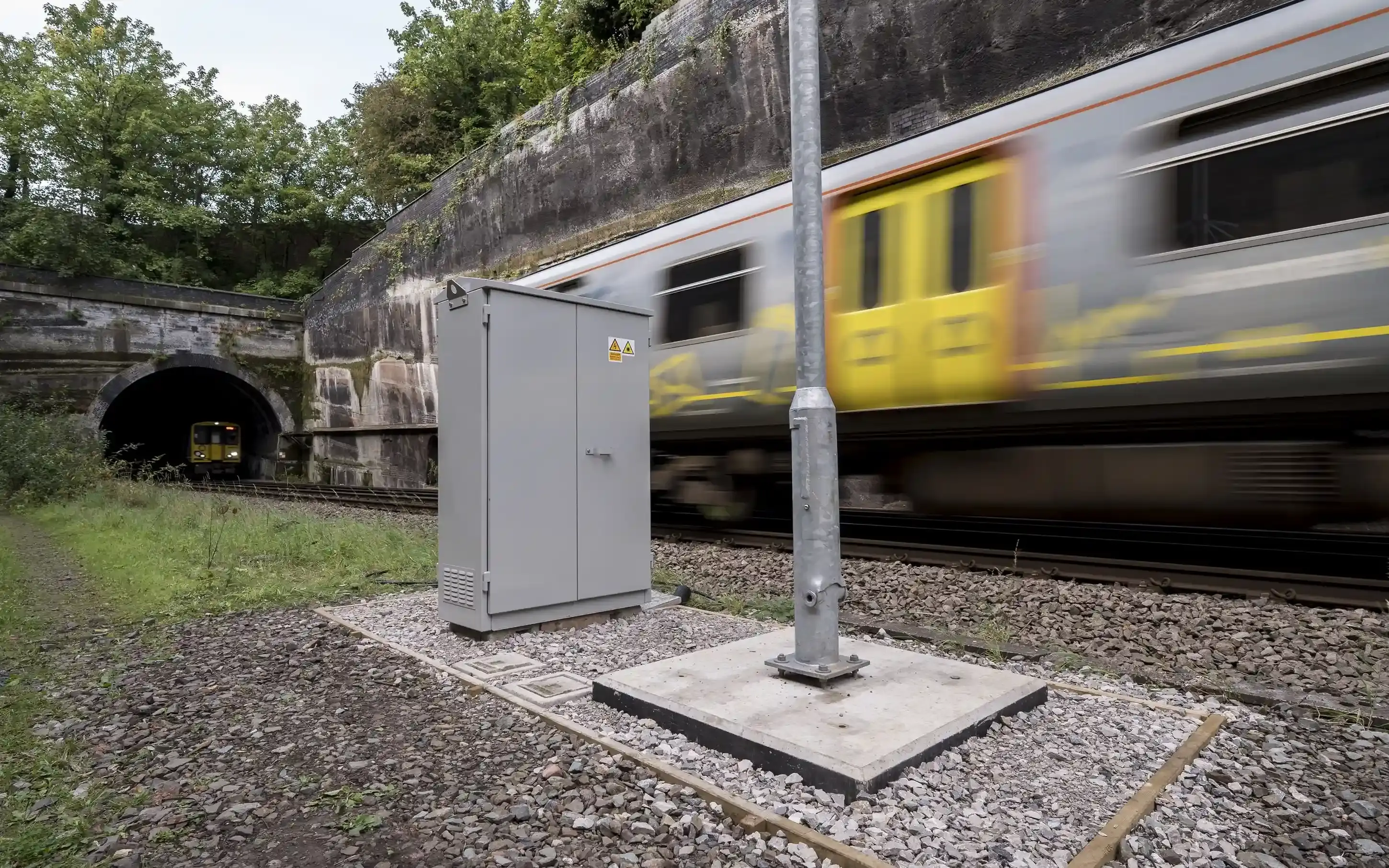 signal base by train track side