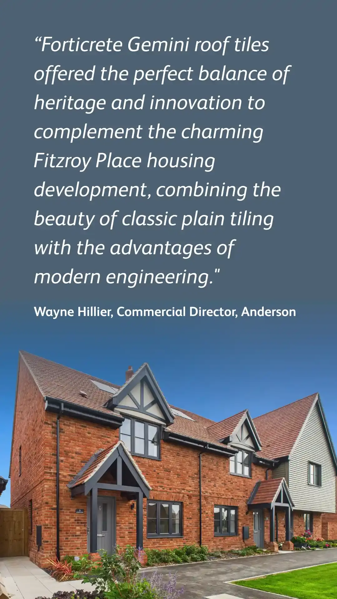 Fitzroy place case study customer testimonial about Forticrete Gemini roof tiles