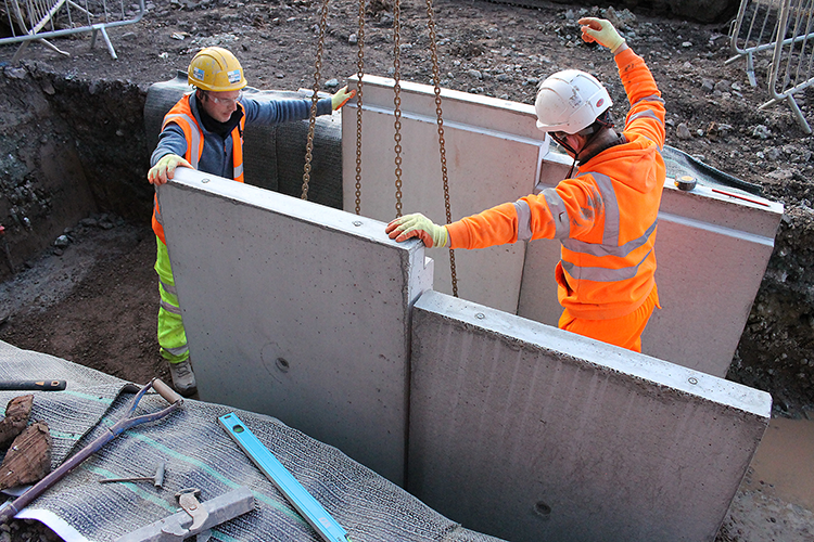 Utility troughs and lids installation