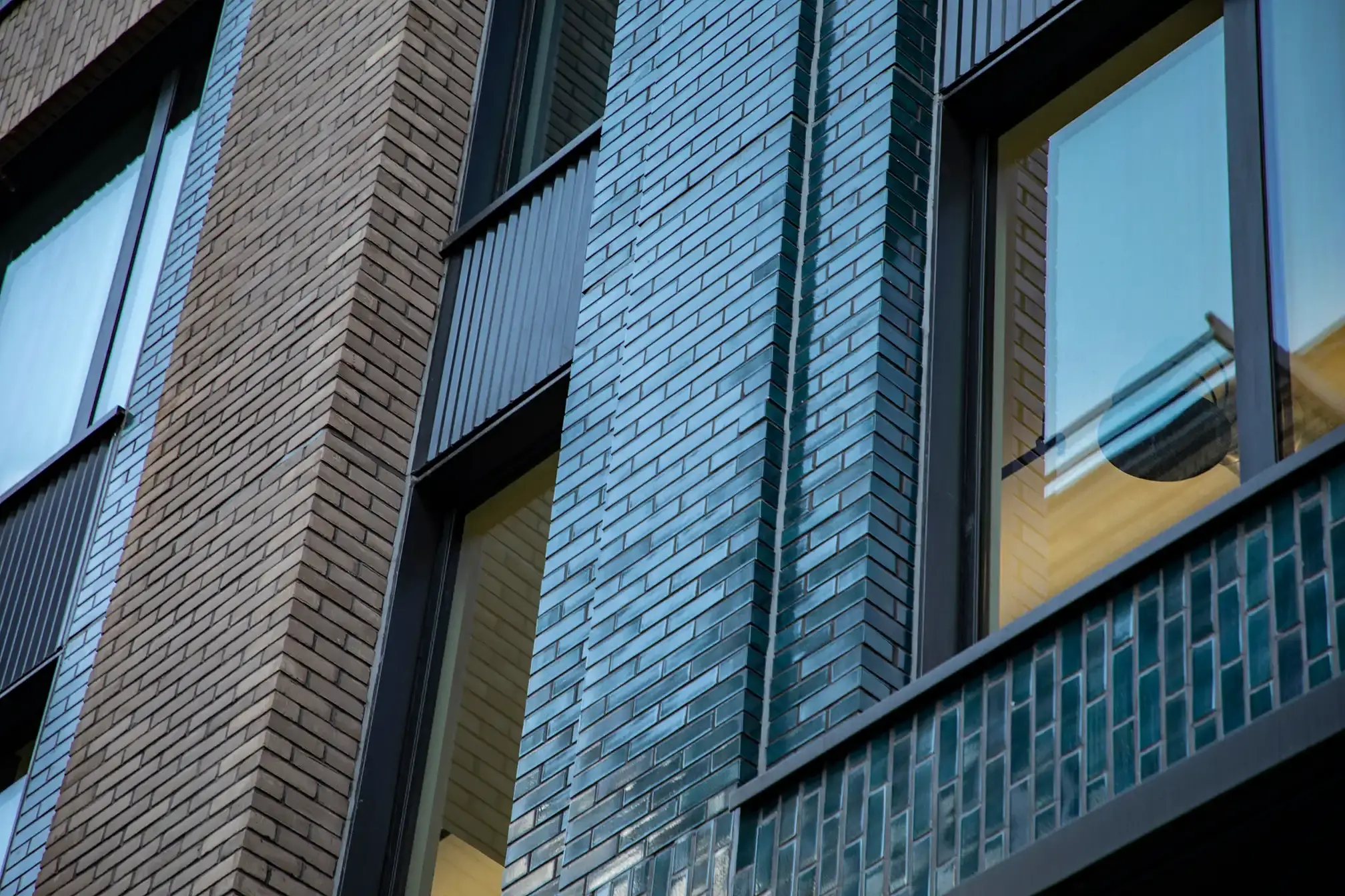 10 Brindley Place - MechSlip and Brick Slips - Leicester Grey Stock, Atlas Dark Grey and Blue Glazed