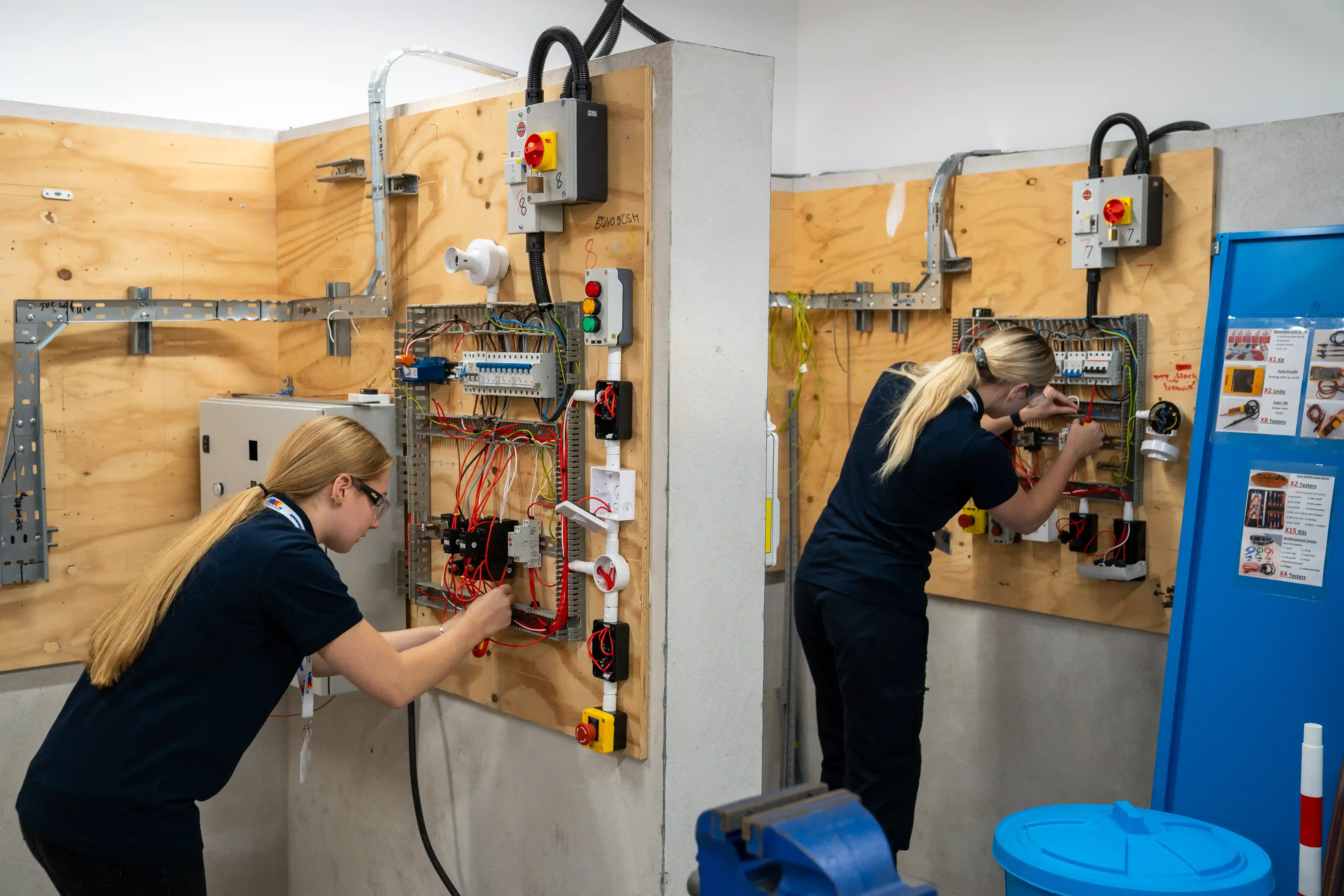 Engineering Apprentices, Amy and Ruby in electrical at MAKE UK