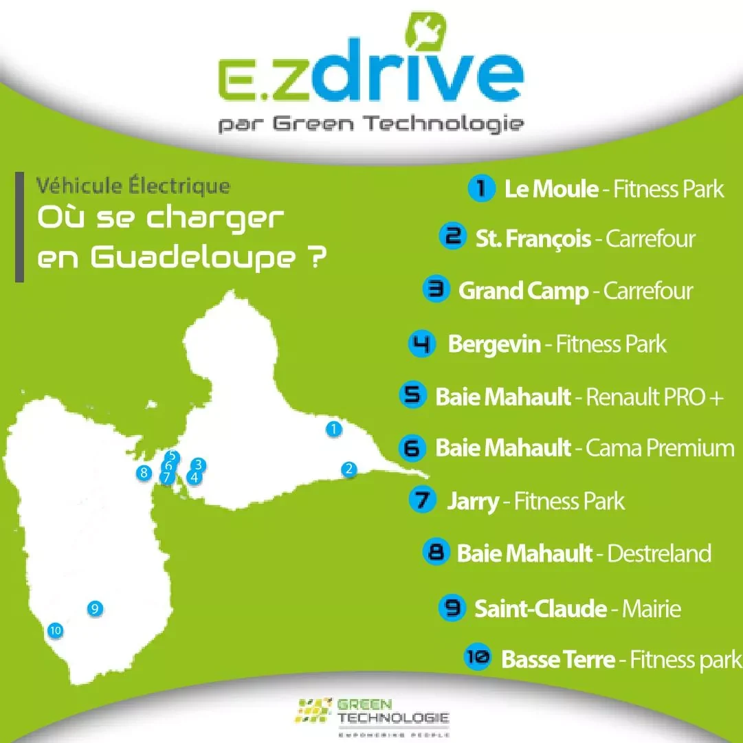 carte stations recharge voiture electrique guadeloupe