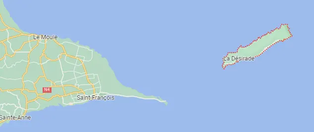 Carte de l'île de la Désirade en Guadeloupe