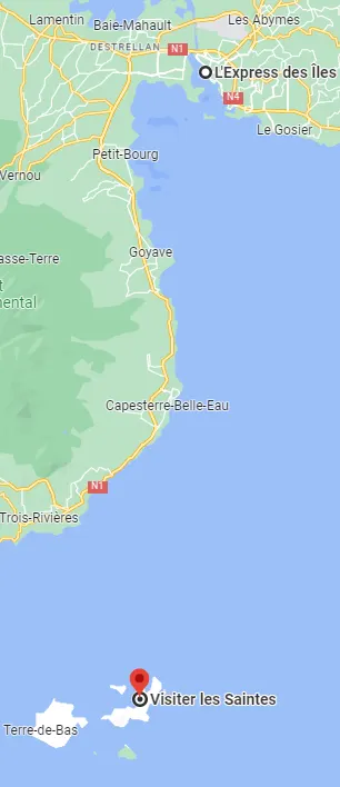 Carte des saintes en Guadeloupe