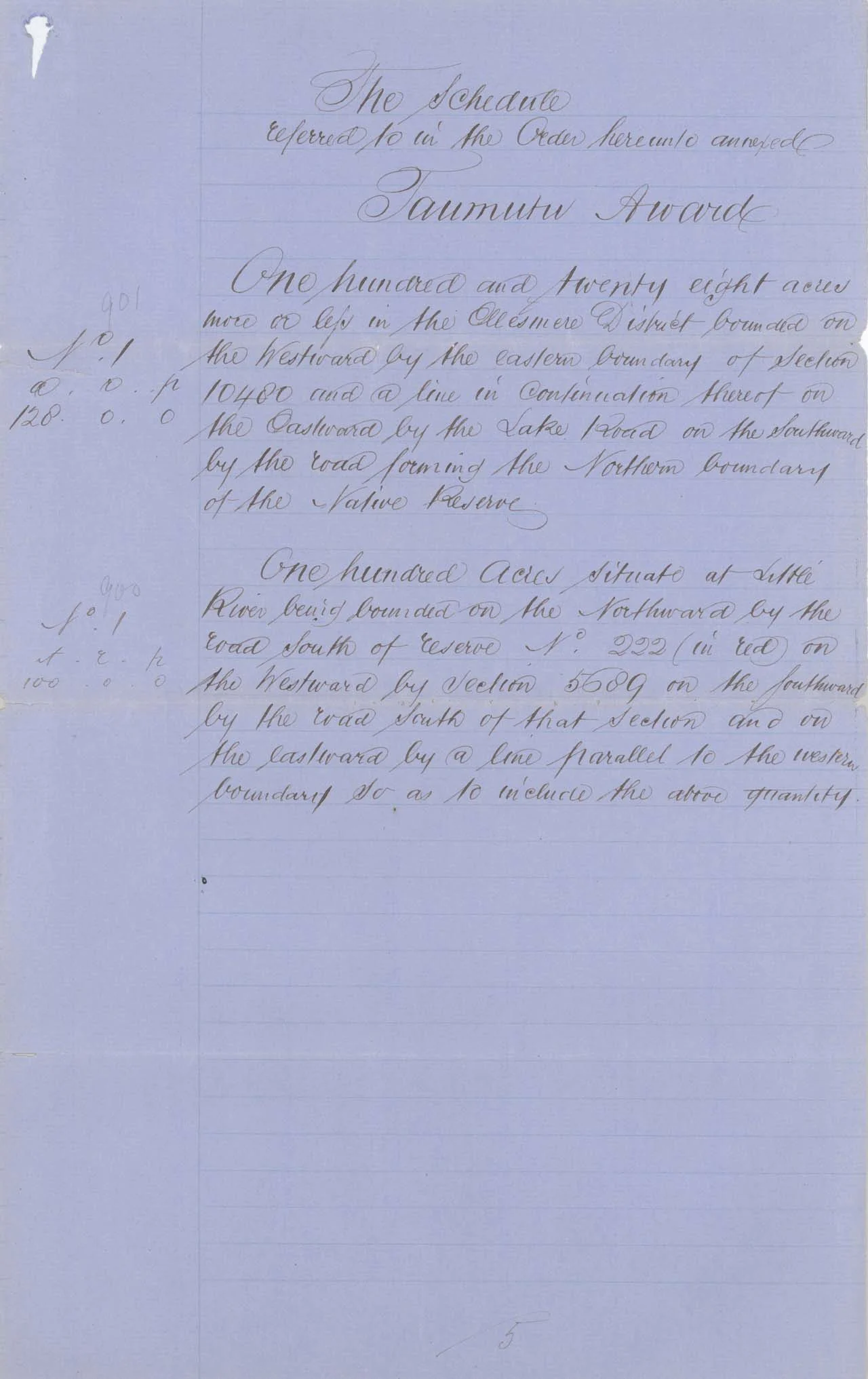 Descriptions - Taumutu Reserves awarded in 1868 - Page 5