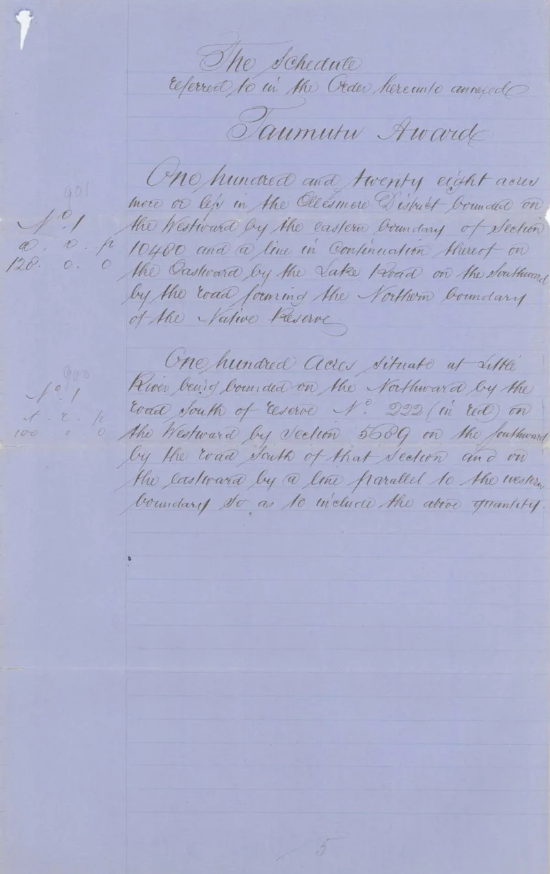 Descriptions - Taumutu Reserves awarded in 1868 - Page 5