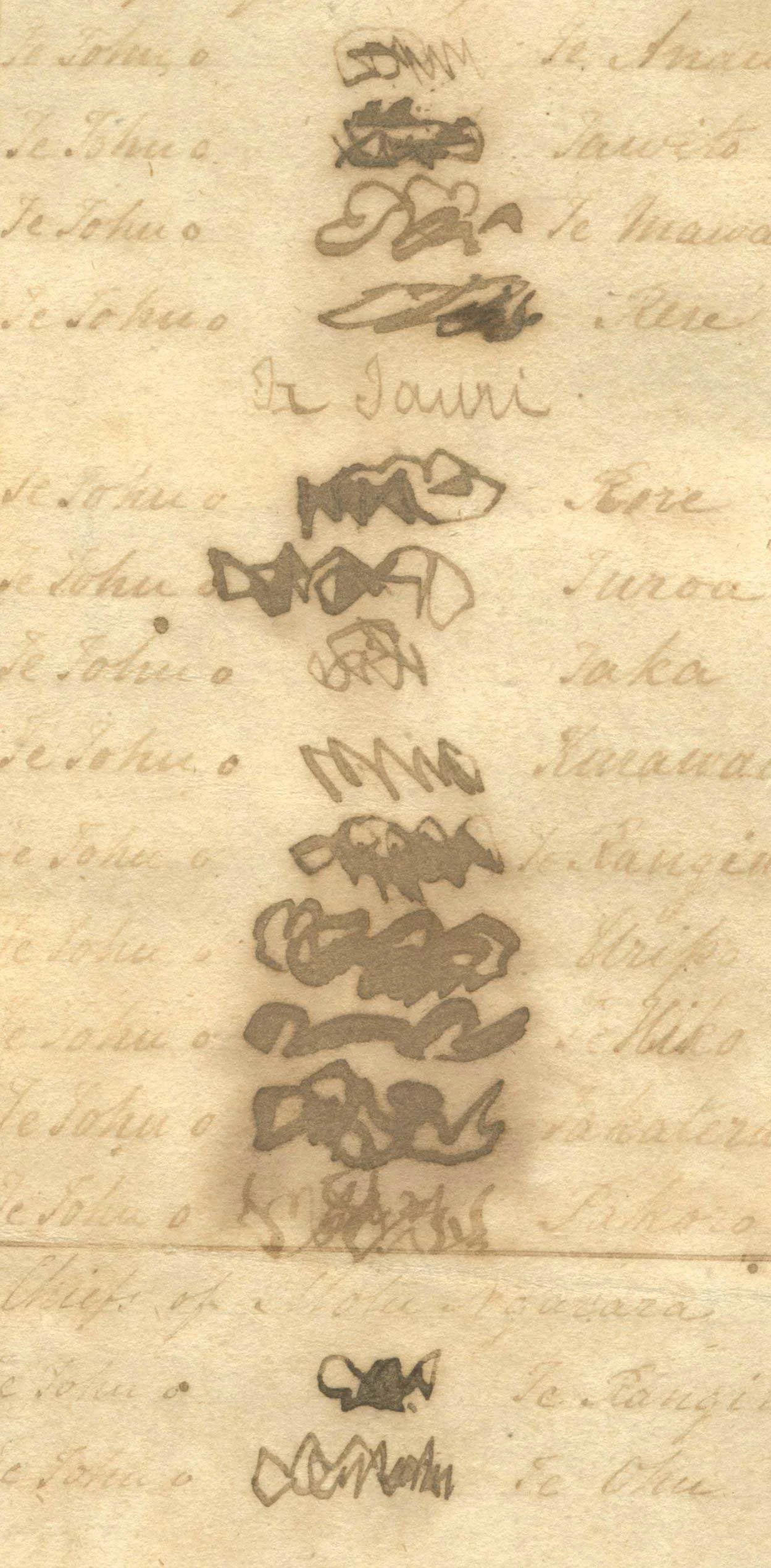 Writing in black ink on old yellowed paper