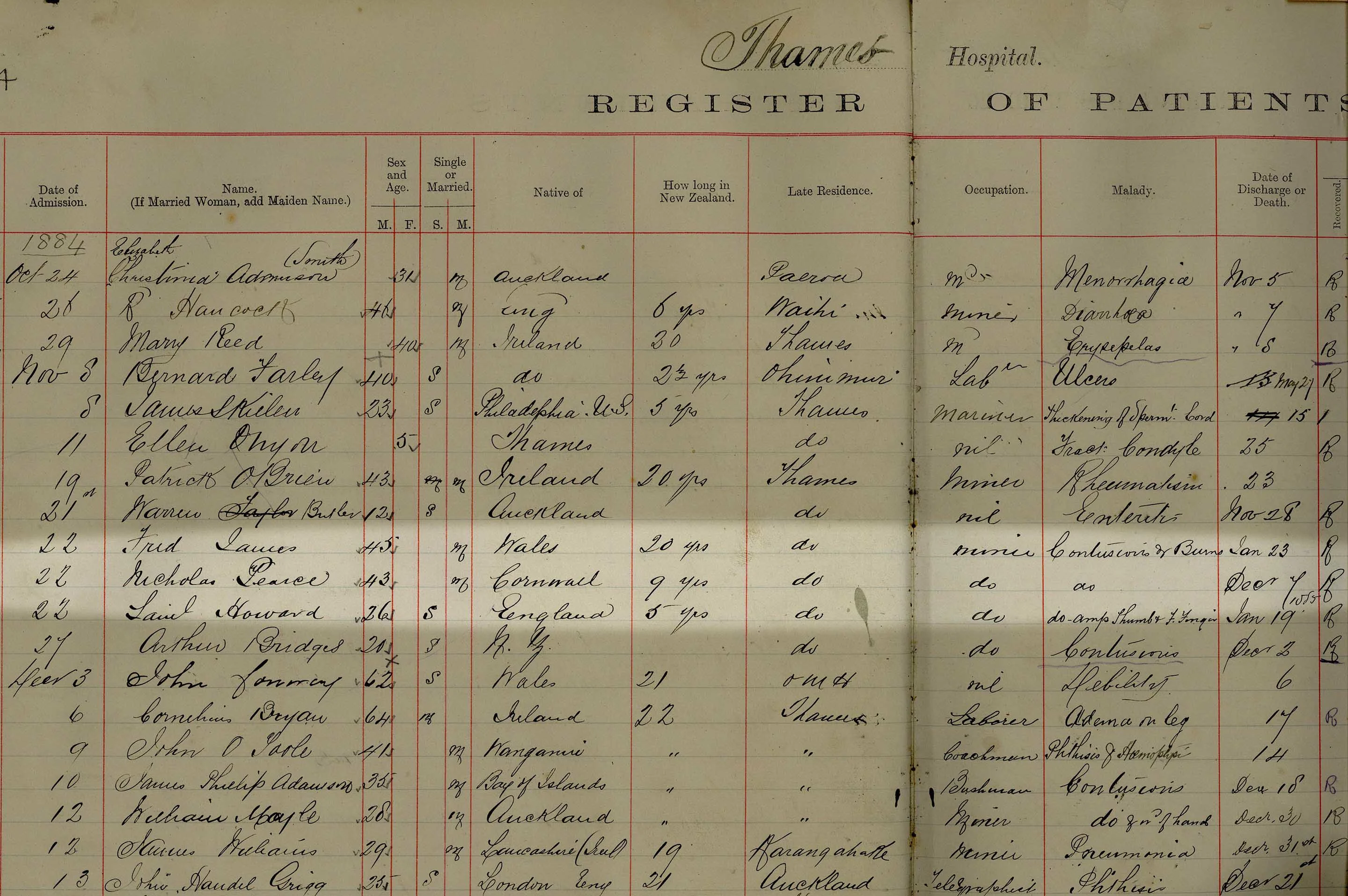 Excerpt from Thames register with three highlighted lines