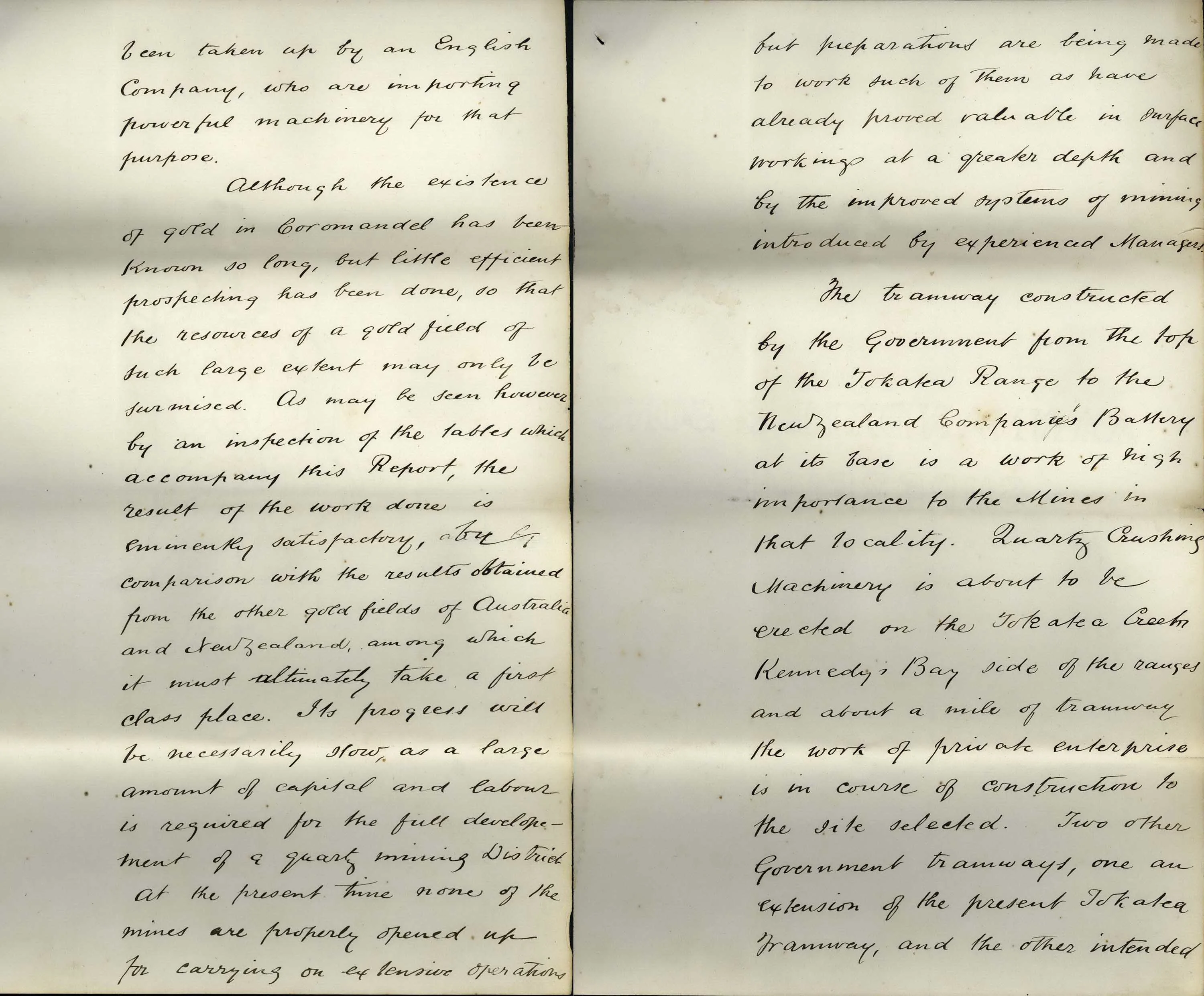 Digitised scan of a handwritten mining report.