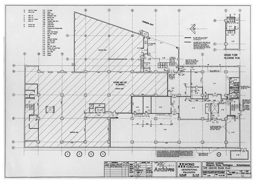 Plan of Archives New Zealand's ground floor from 1990