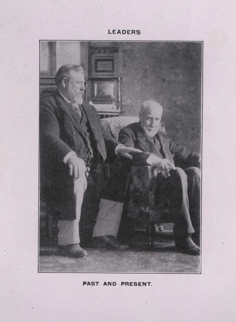 A black and white photo showing Richard Seddon and George Grey