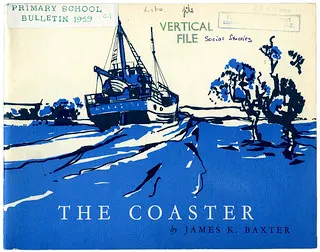 illustration of a ship along a coast line