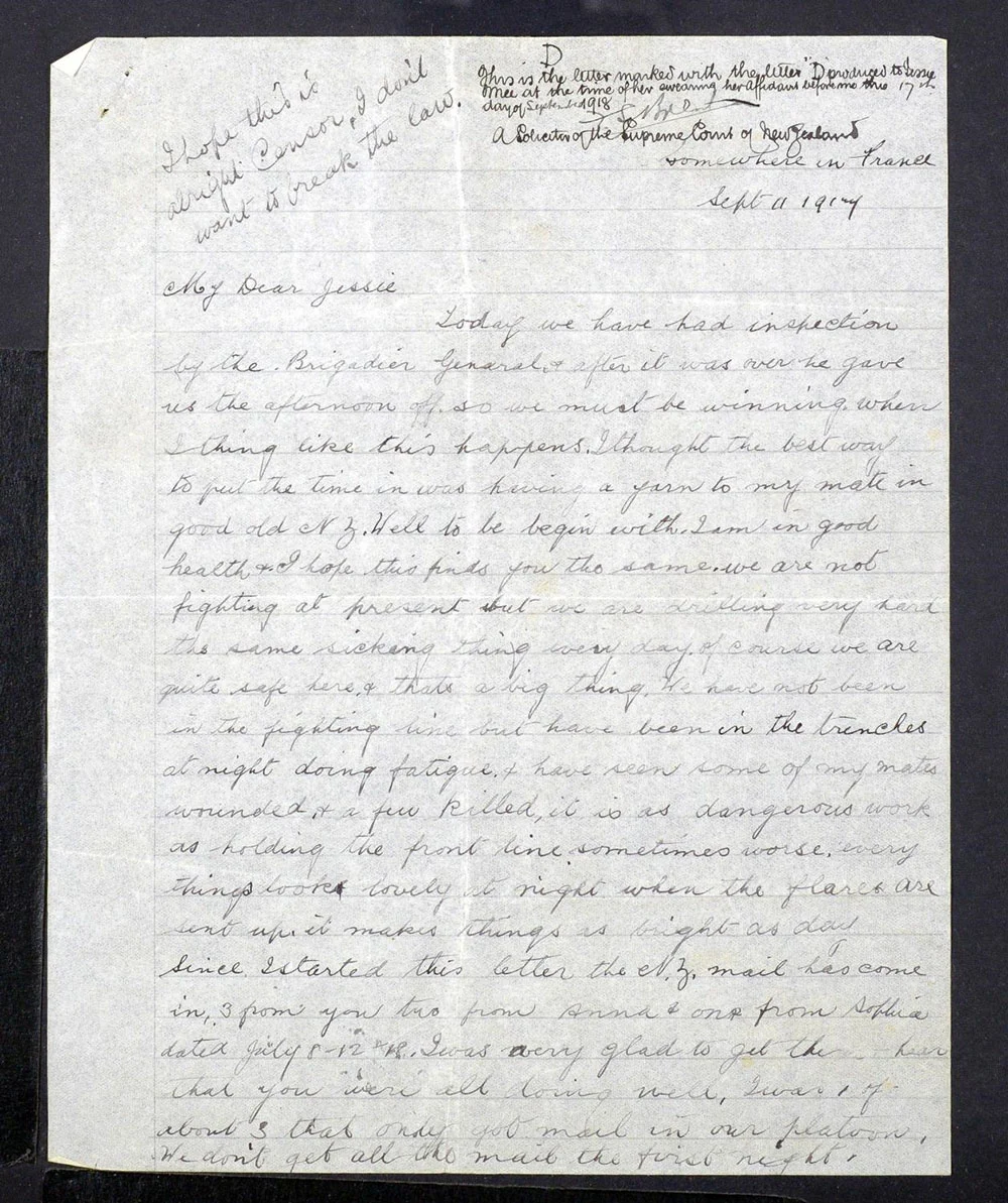 Alexander Mee Letters to Jessie - 11 September 1917 - Page 1