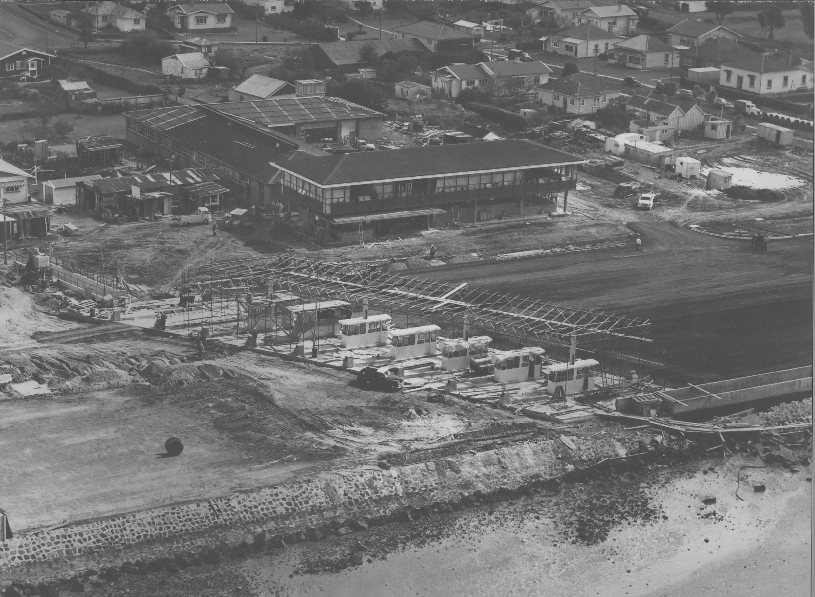 Toll booths being construction on 8 April 1959
