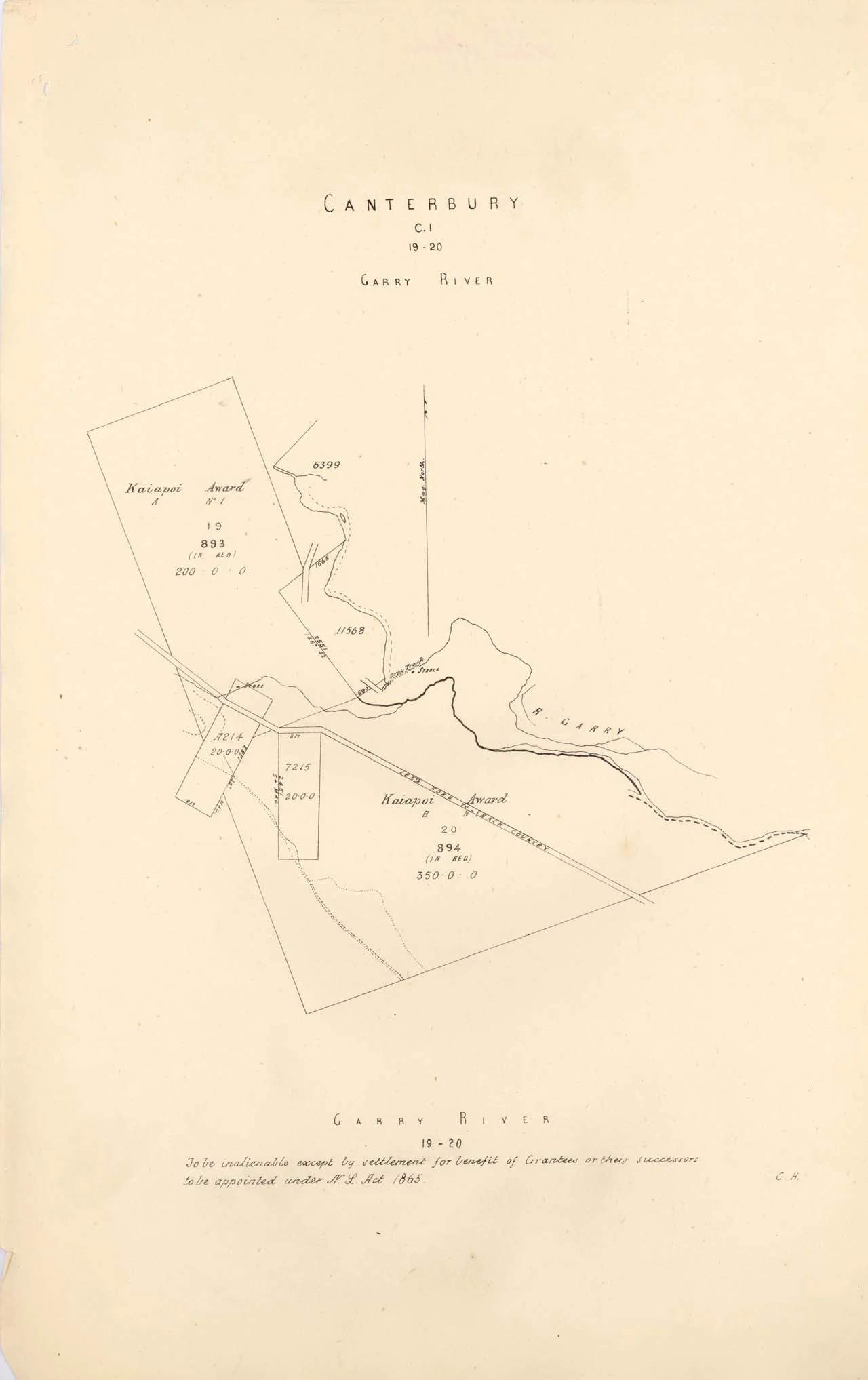 Reserve 893 & 894 - Garry River [Kaiapoi] - 1870