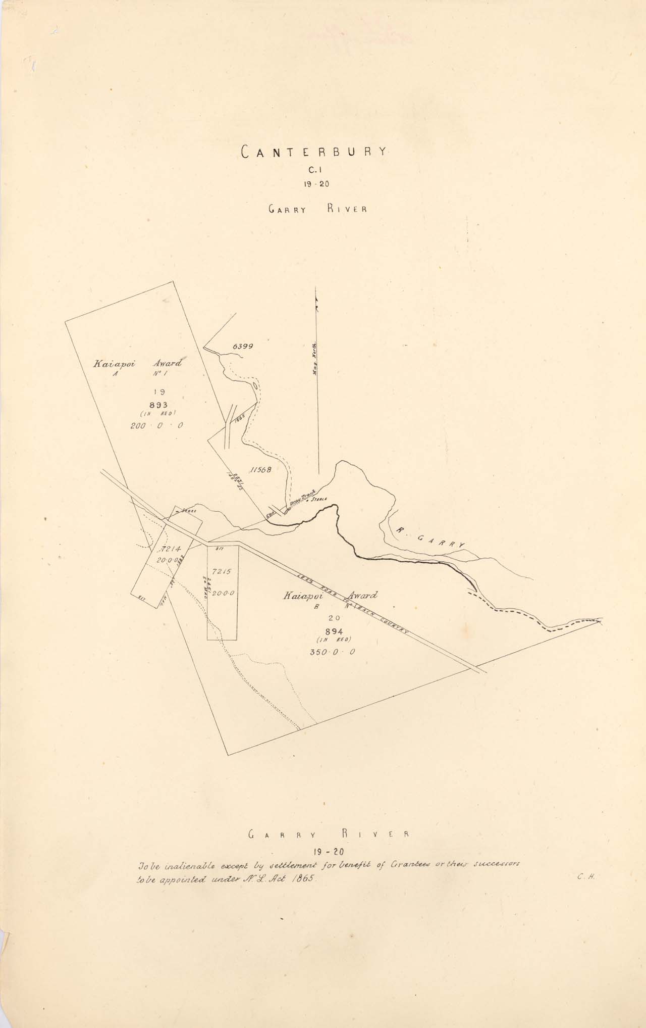 Reserve 893 & 894 - Garry River [Kaiapoi] - 1870