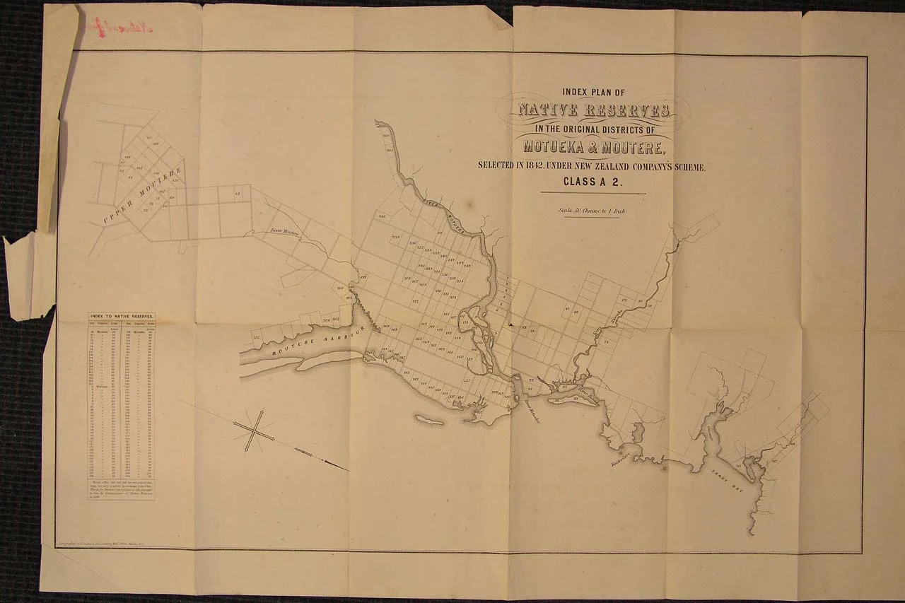 Map of Reserves, Moture & Motueka - 1870