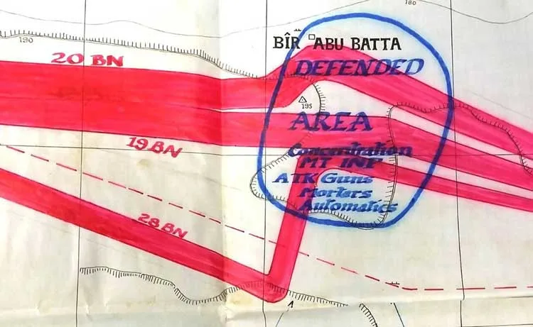Detail from a map of the breakout at Minqar Qaim