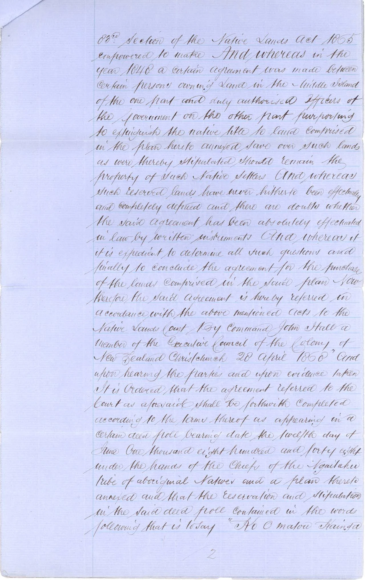 Descriptions Arowhenua Reserves Awarded - 1868 - Page 2