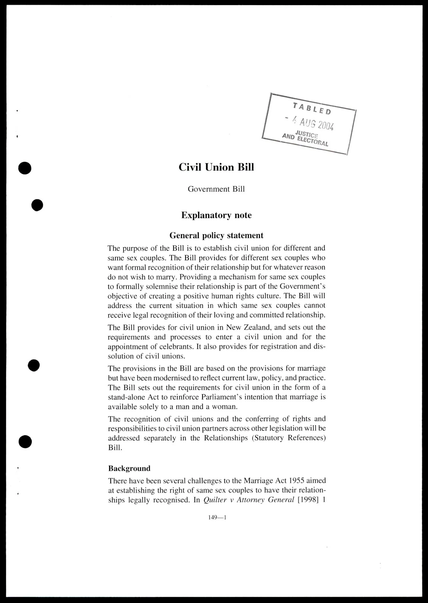 Photocopy of a document.