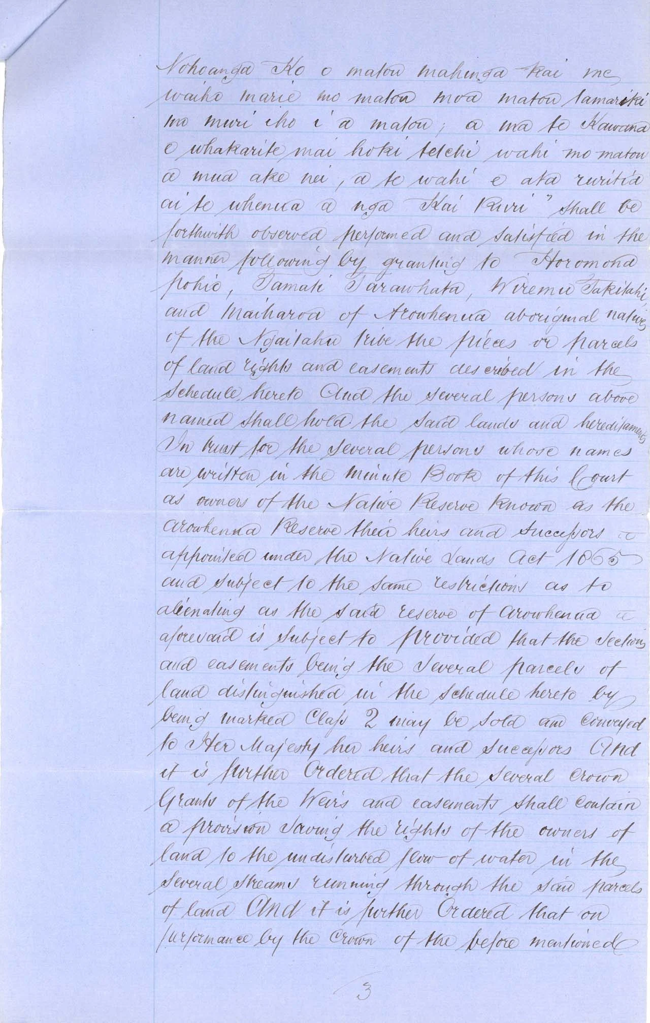 Descriptions Arowhenua Reserves Awarded - 1868 - Page 3