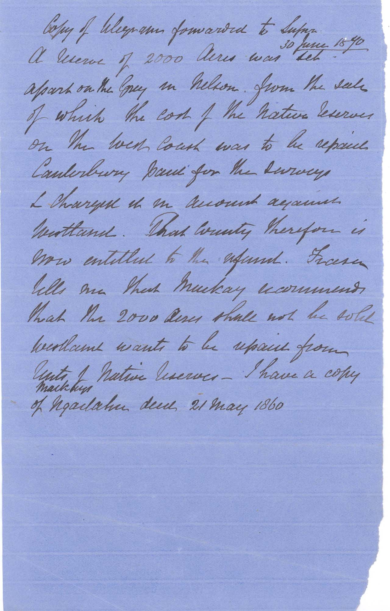 List of Owners, Tawera Reserve - 1868 - Page 1