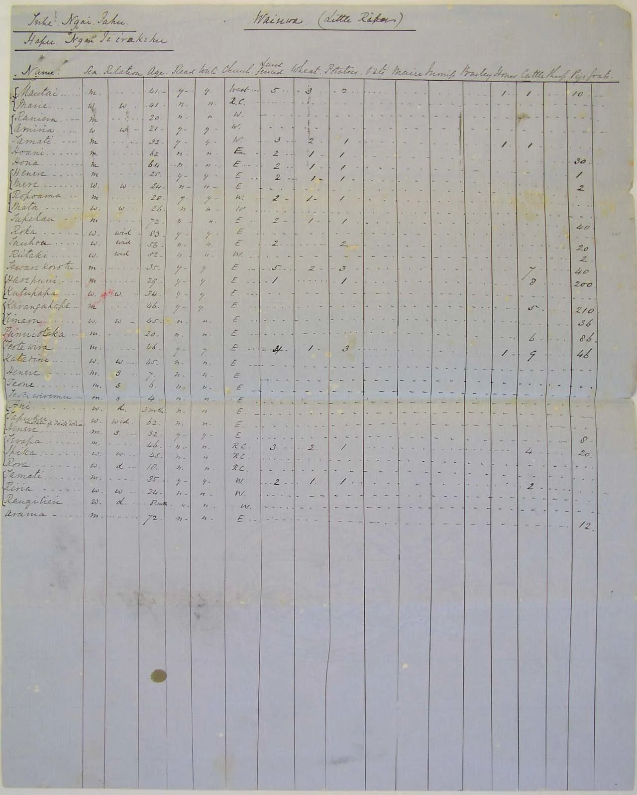 Population at Wairewa [Little River] - Page 1