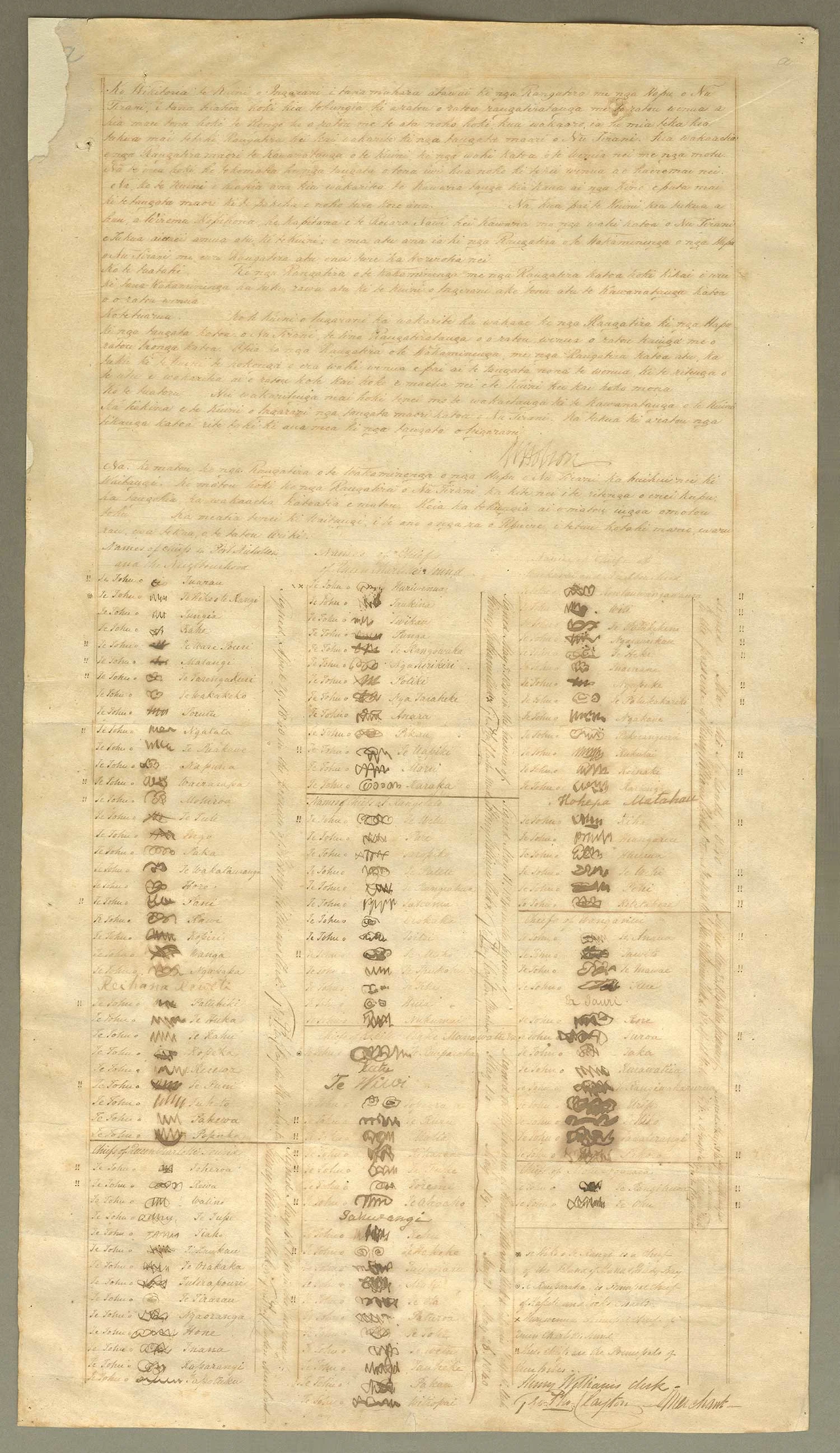 A rectangular sheet of paper with a neatly ruled border. Under handwritten text at the top are 3 tidy columns of signatures and marks.