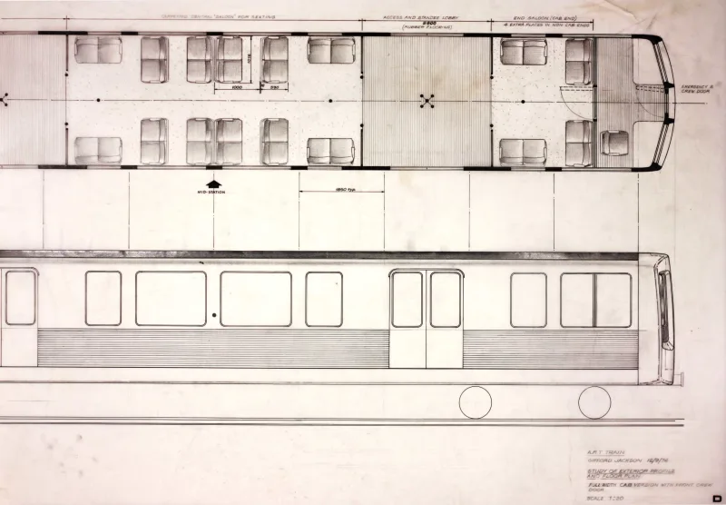 A sketch plain showing the side and floor of a train