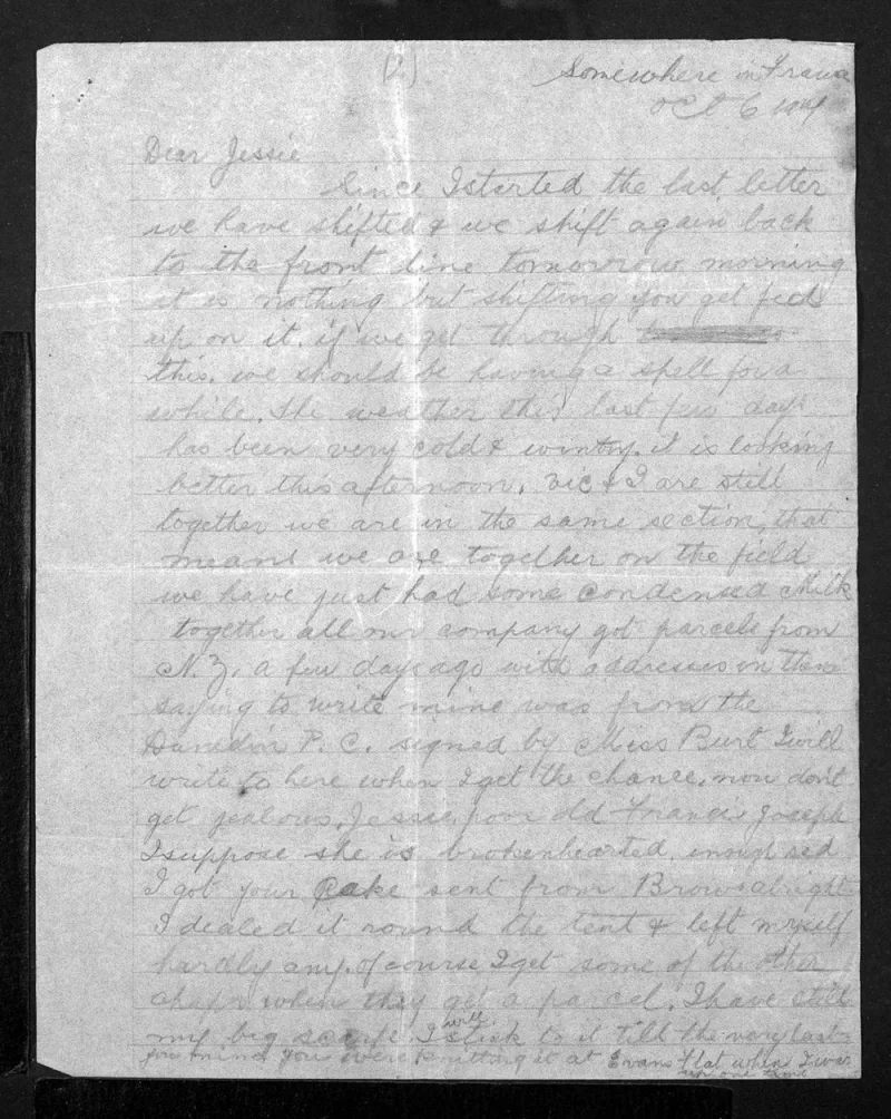 Alexander Mee Letters to Jessie - 6 October 1917 - Page 1
