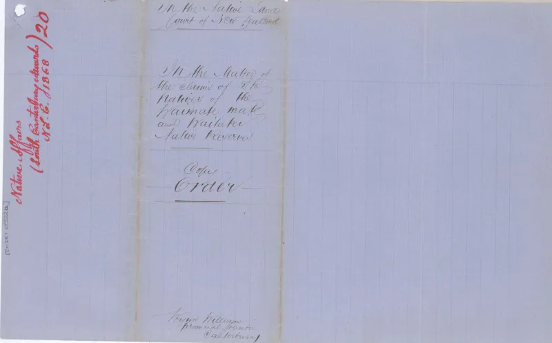 Descriptions - Sth Canterbury Native Land Court Reserves of 1868 - Cover