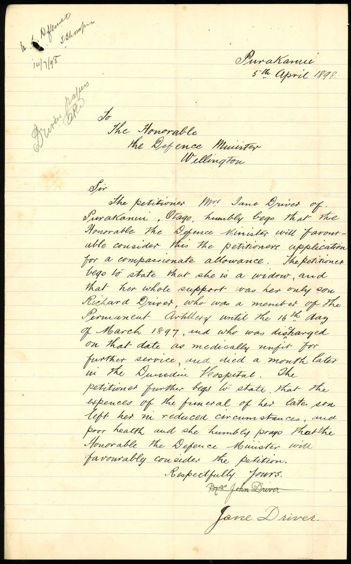 Handwritten letter from 1898 on yellowing ruled paper