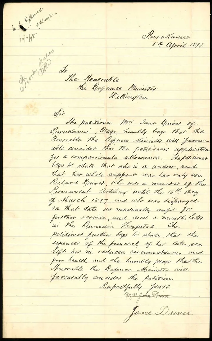 Handwritten letter from 1898 on yellowing ruled paper