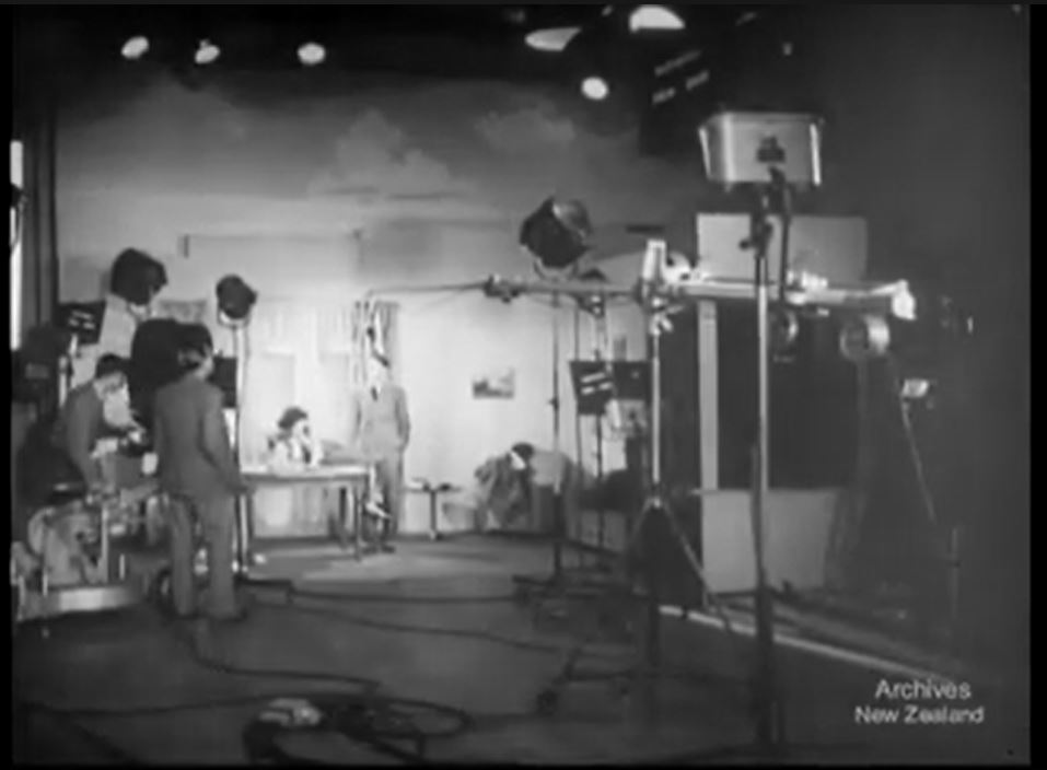 People working on a National Film Unit Set. 